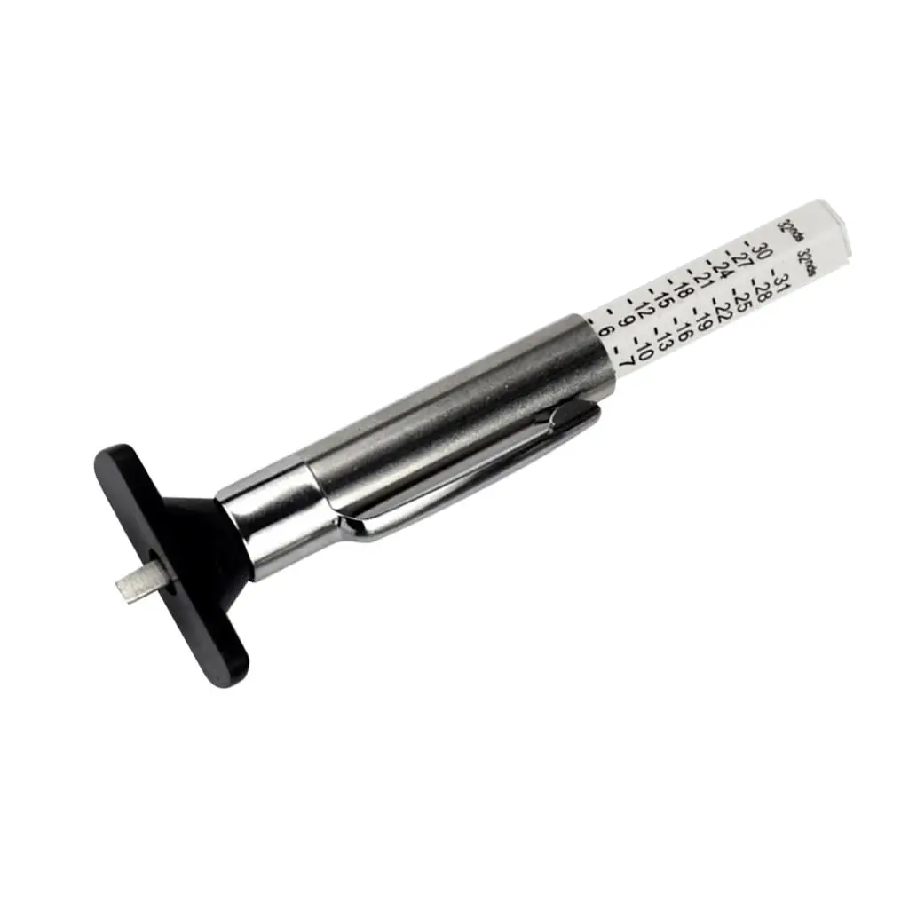 White NEW TIRE TREAD DEPTH GAUGE MEASURE STANDARD OR METRIC WITH POCKET CLIP