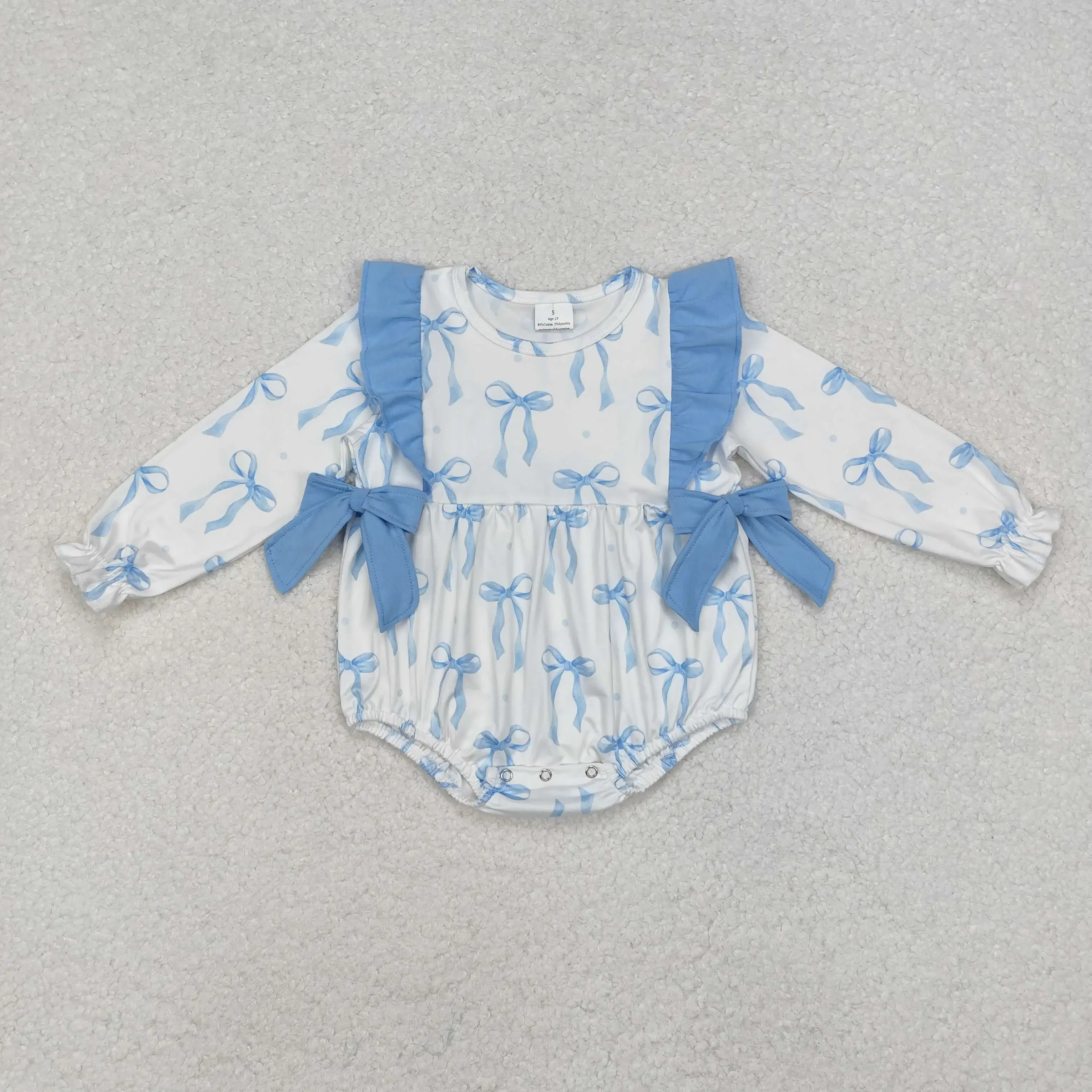 

Wholesale Baby Girl Long Sleeves Bubble Romper Newborn Coverall Bodysuit Kids Christmas Bows Clothes Jumpsuit Toddler One-piece