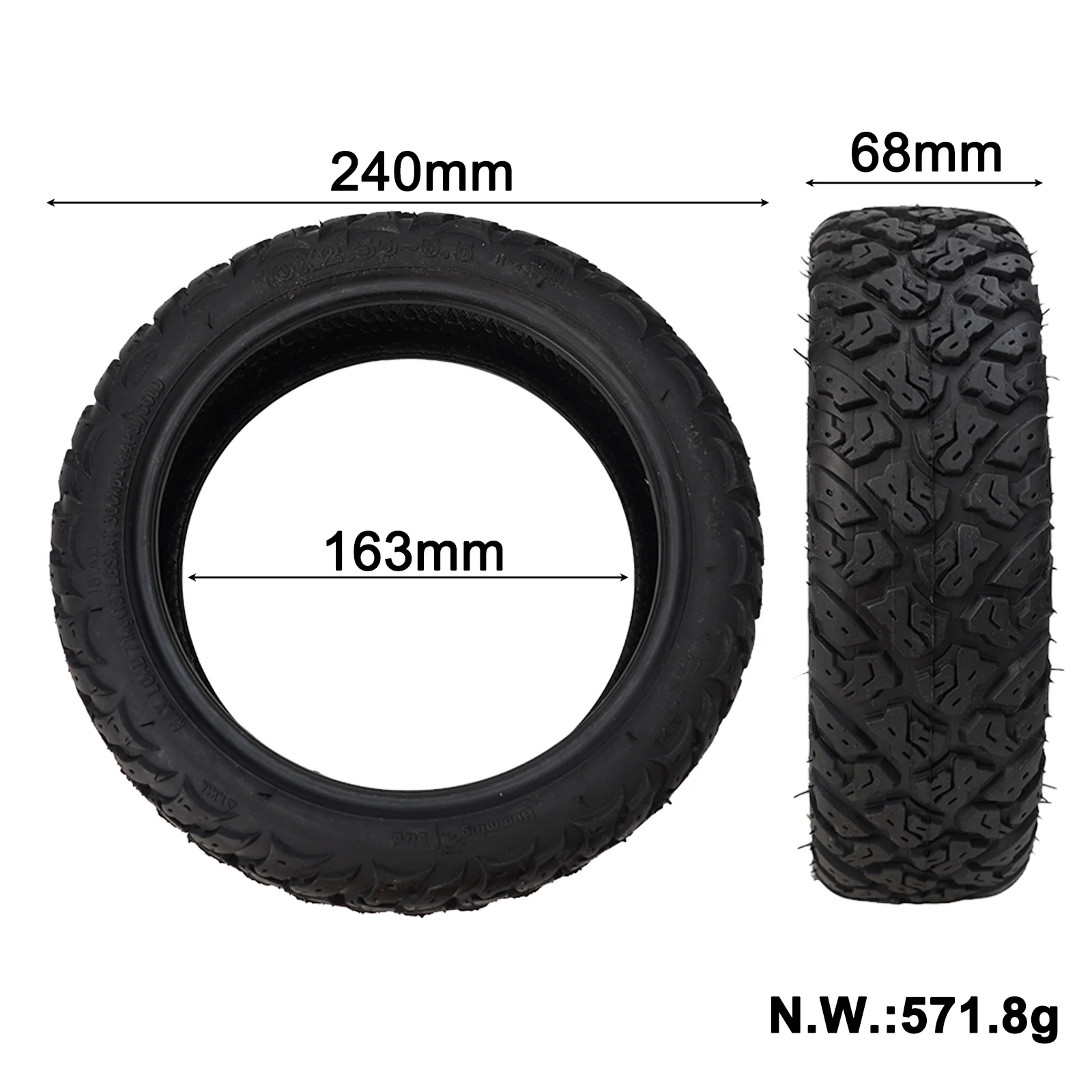 Premium 10 Inch Tubeless Tyre for Ninebot Max G30 Electric Scooter Suitable for Ninebot Max G30/G30E/G30LP Black Color