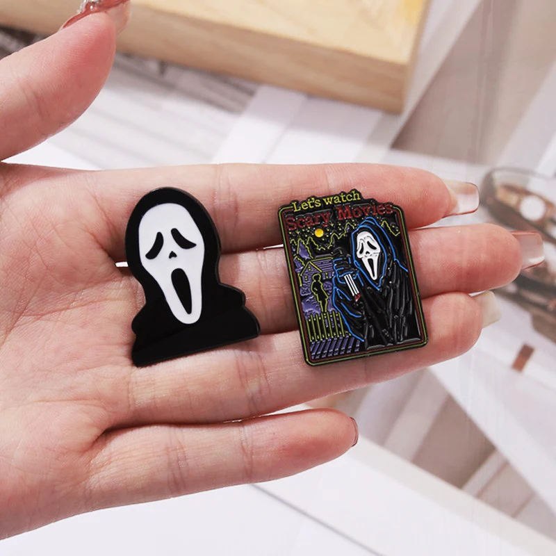 Movie Custom Pines Lapel Badges Gothic Punk Skeleton Jewelry Gift for Friends Call Me Enamel  Brooch What's Your Favorite Scary