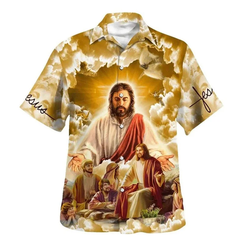 Camisas hawaianas de Jesús Love Me God PARA hombre y mujer, camisa Floral de verano, Tops de playa a la moda