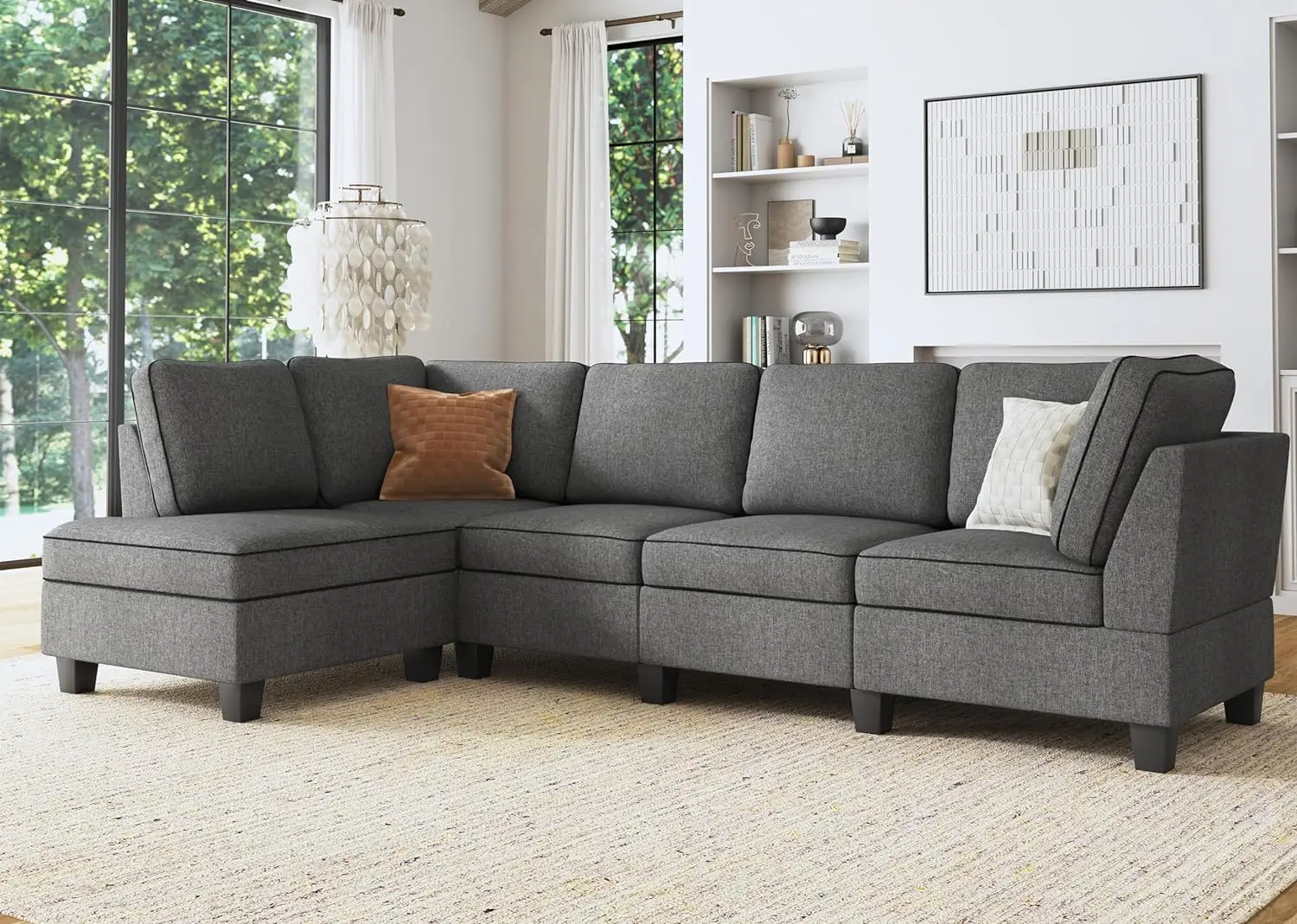 

Convertible Sectional Sofa, L Shaped Couch with Chaise, Reversible Sectional Couch for Living Room