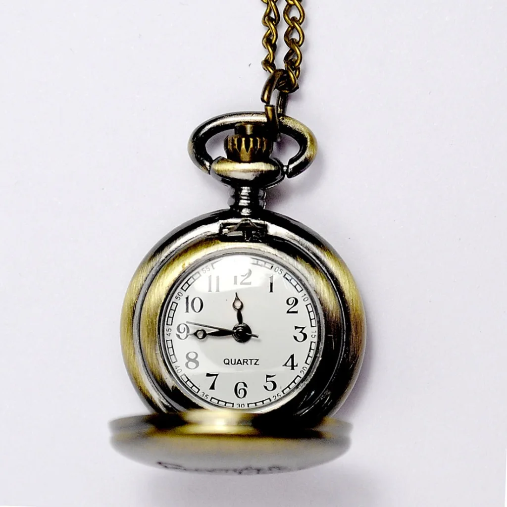 Vintage Cao Cấp Mặt Thạch Anh Đồng Hồ Bỏ Túi Cho Nam Nữ Hoa Khắc Ốp Lưng Fob Mặt Dây Chuyền "Đồng Hồ Cho Bộ Sưu Tập Quà Tặng