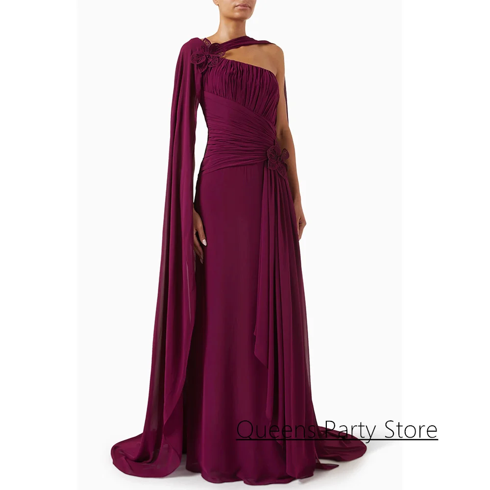 

Вечернее платье в Саудовской Аравии, индивидуальное платье на одно плечо с цветами и складками, рюшами, арабское вечернее платье, платья для особых случаев