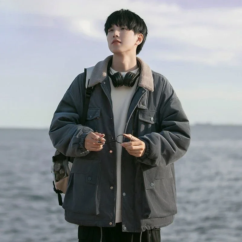 

Solid Color Male Quilted Padded Jackets Thick Warm Men's Coats Winter Original Brands Aesthetic Joker High Quality Novelty In