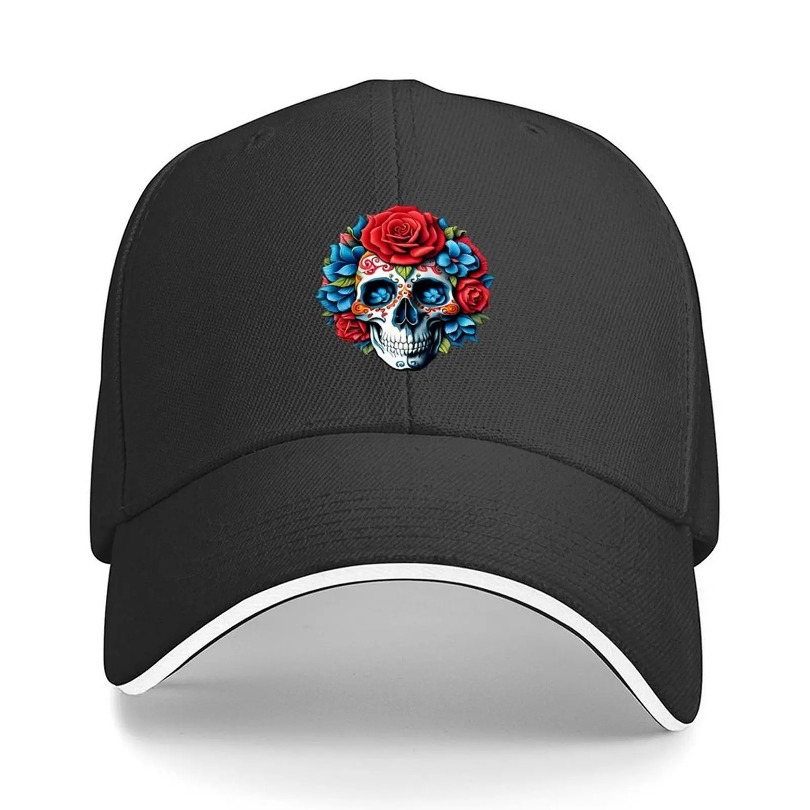 

Nightmare Bloom: A Stunning Flower Skull Art Baseball Cap Funny hats Luxury Brand Sun Cap Beach Bag Men's Hats Women's