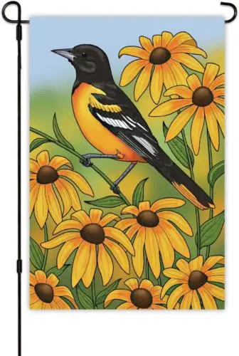 12X18 Inches Maryland Black Eyed Susan & Oriole Garden Flag Double Layer Vivid C