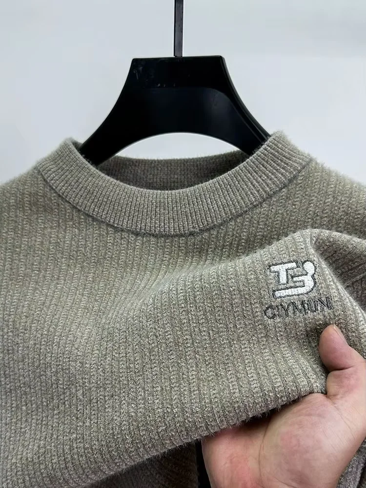 High quality knitted sweater men's round neck autumn winter fashion new item light luxury embroidery brand design warm pullover