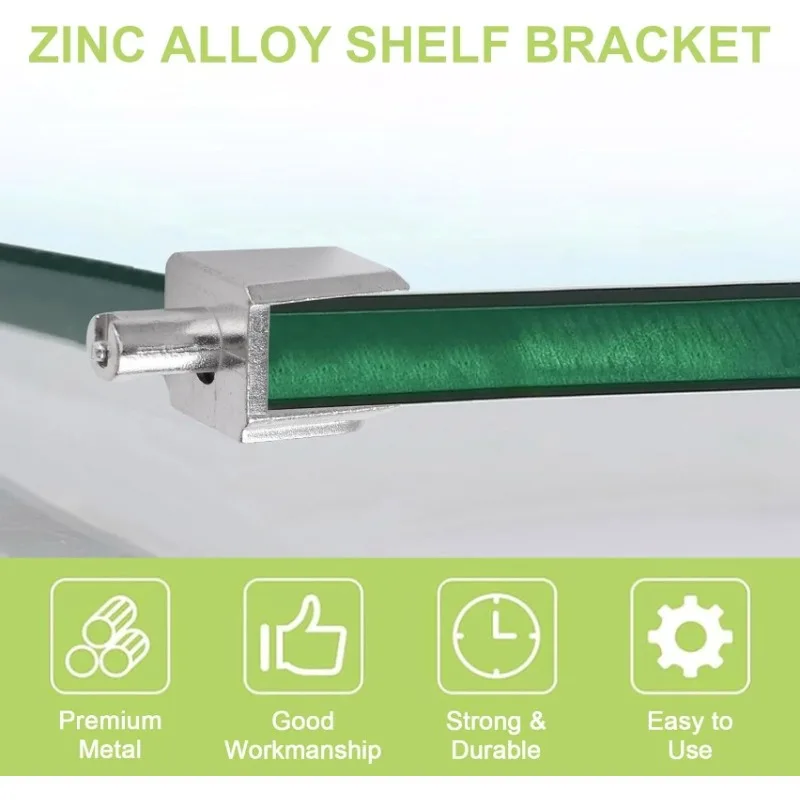 20pcs Glass Shelf Supports: Polished Chrome Zinc Alloy Adjustable Wall-Mounted Clips with Pin, Fits 5-8mm Frameless Glass