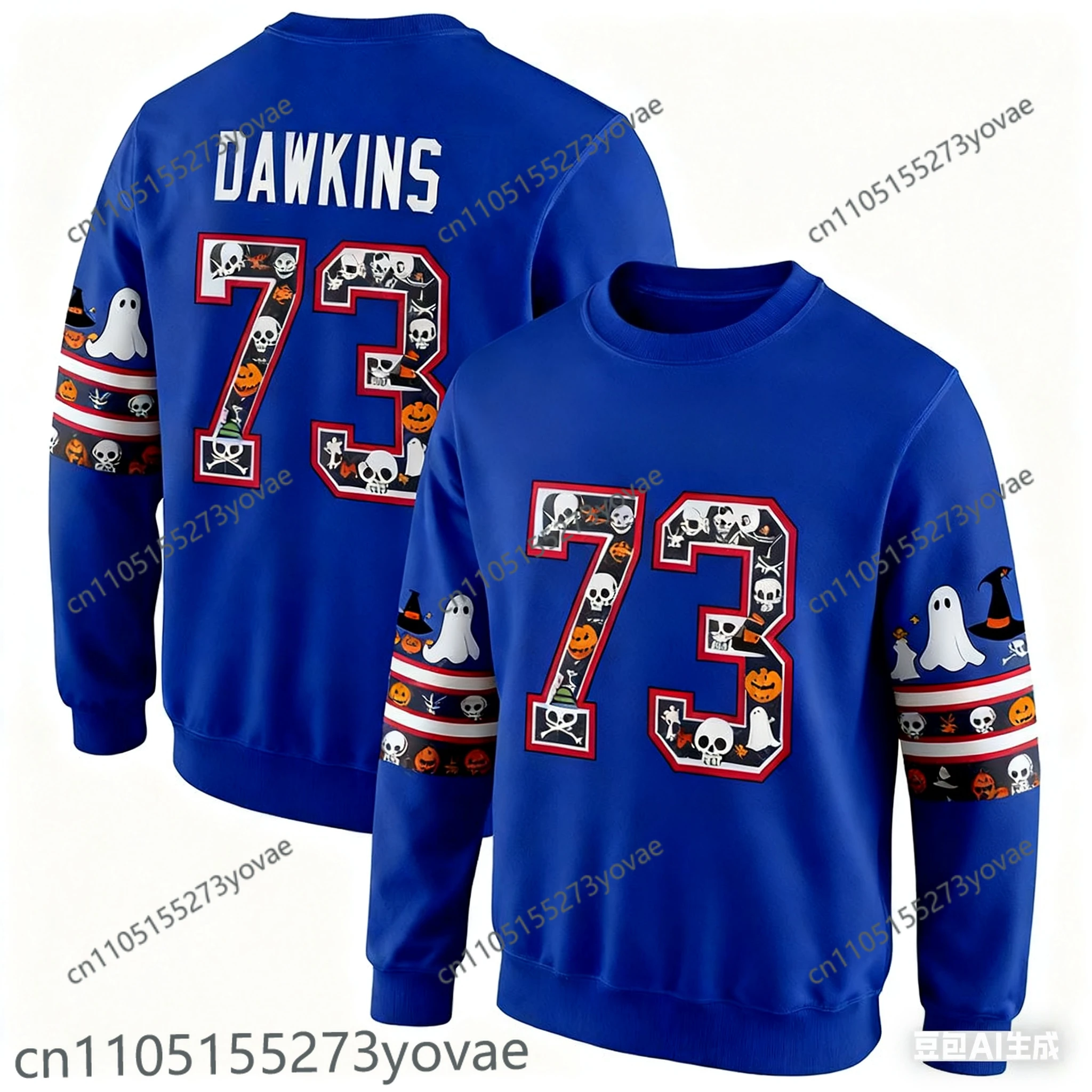 3D هالوين عيد الميلاد الكبار البلوز الجاموس كرة القدم الأمريكية جيرسي الرجبي جيرسي الرياضية التدريب جيرسي فواتير 73 رقم #5