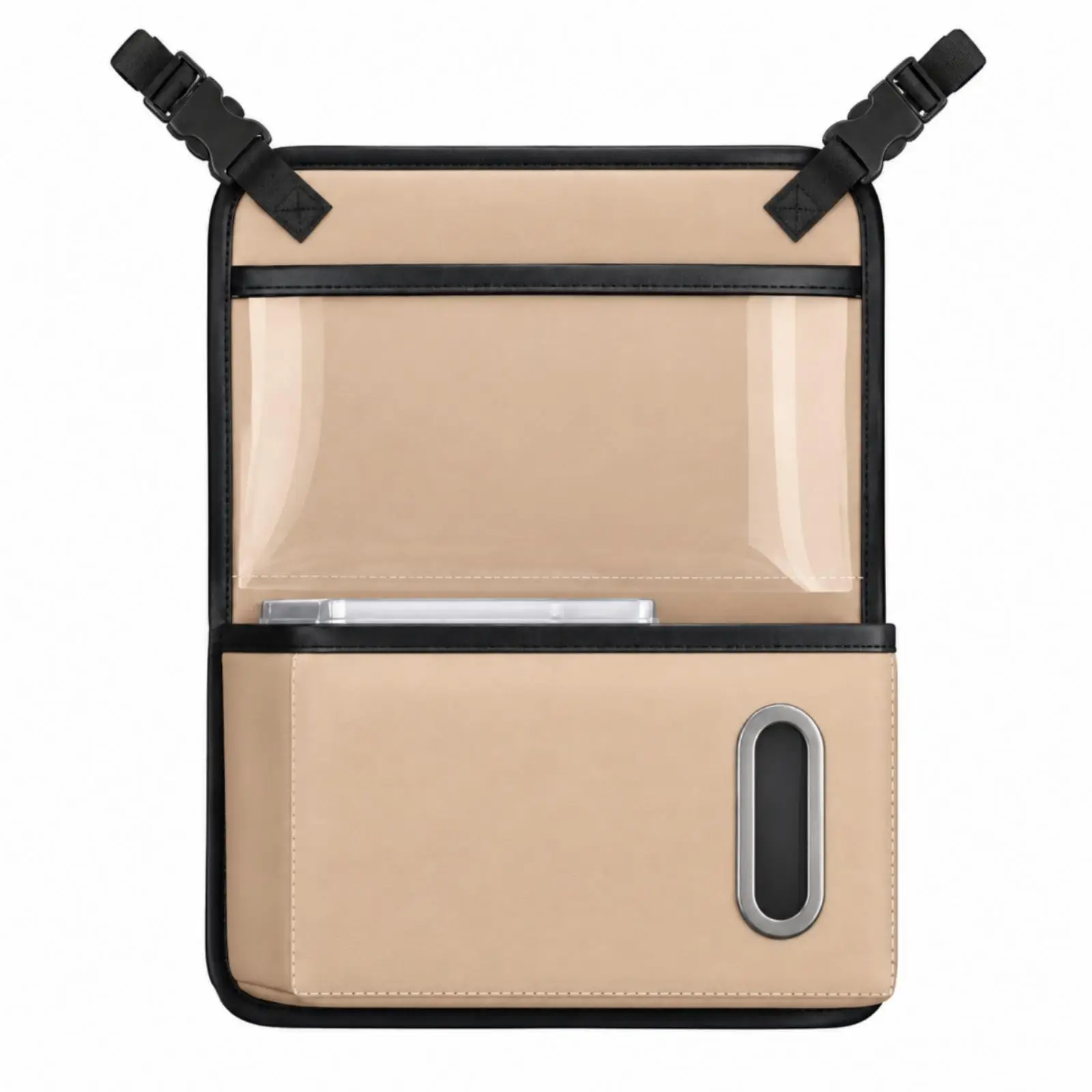 Car Trunk Storage Organizer Box for Passenger Side with Reinforced Rim Adjustable Buckle and Hidden Lower Section for Trash