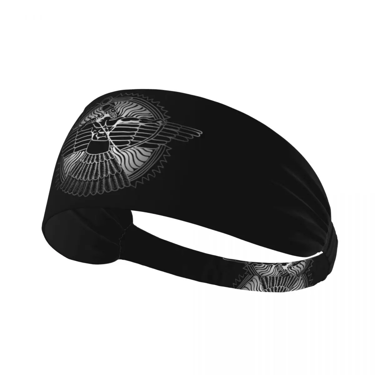 Custom Assyrian God Ashur On Black Sport Headband for Men Women Elastic Moisture Wicking Ancient Flag Workout Sweatband