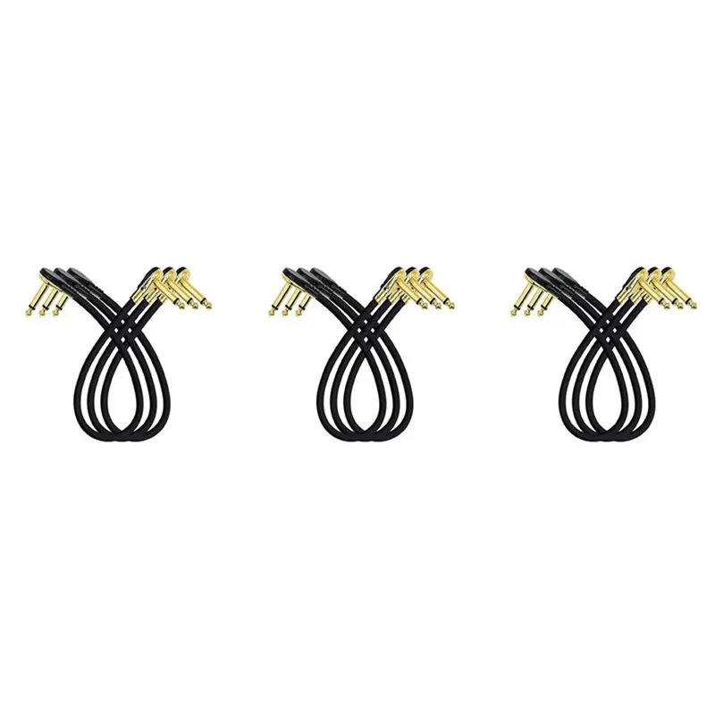CGDS-Guitar Patch Cable Effect Pedal Patch Cords 1/4-Inch Right Angle Low Profile Pancake Design For Effect Pedals 9 Pack