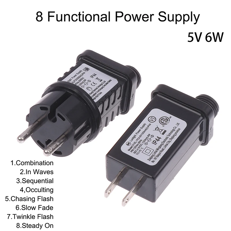 NEW EU/US Plug 5VDC 6W 8 Functional SELV LED Lamp Driver Switch Adapter IP44 Waterproof Laser Lighting Europe Power Supply