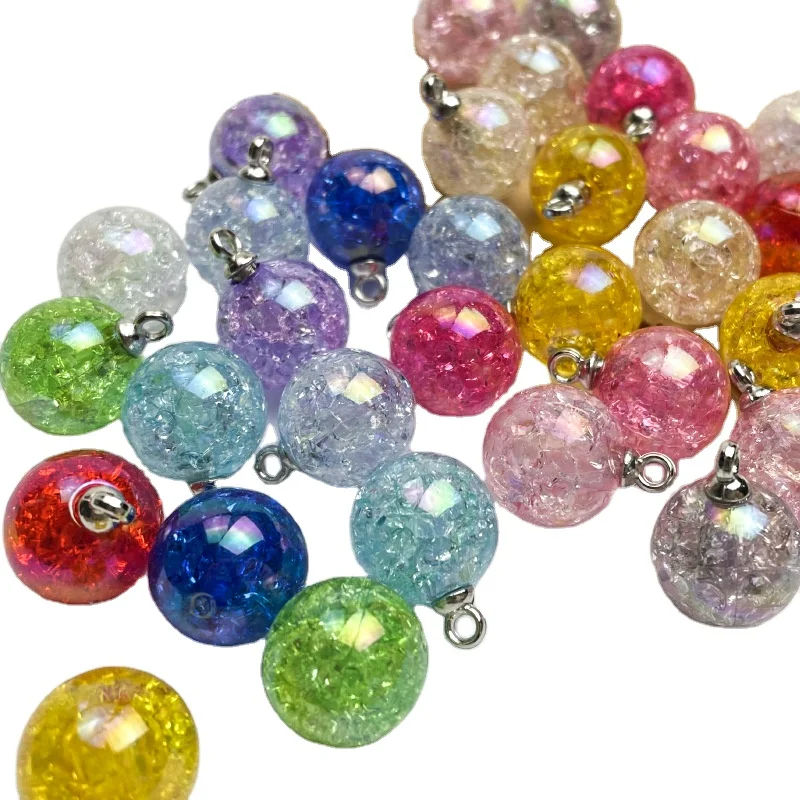

DIY Christmas Transparent Burst Beads Charms 16mm Jewelry Ornament Colorful Party Craft Decoration Acrylic Round Ball Pendant
