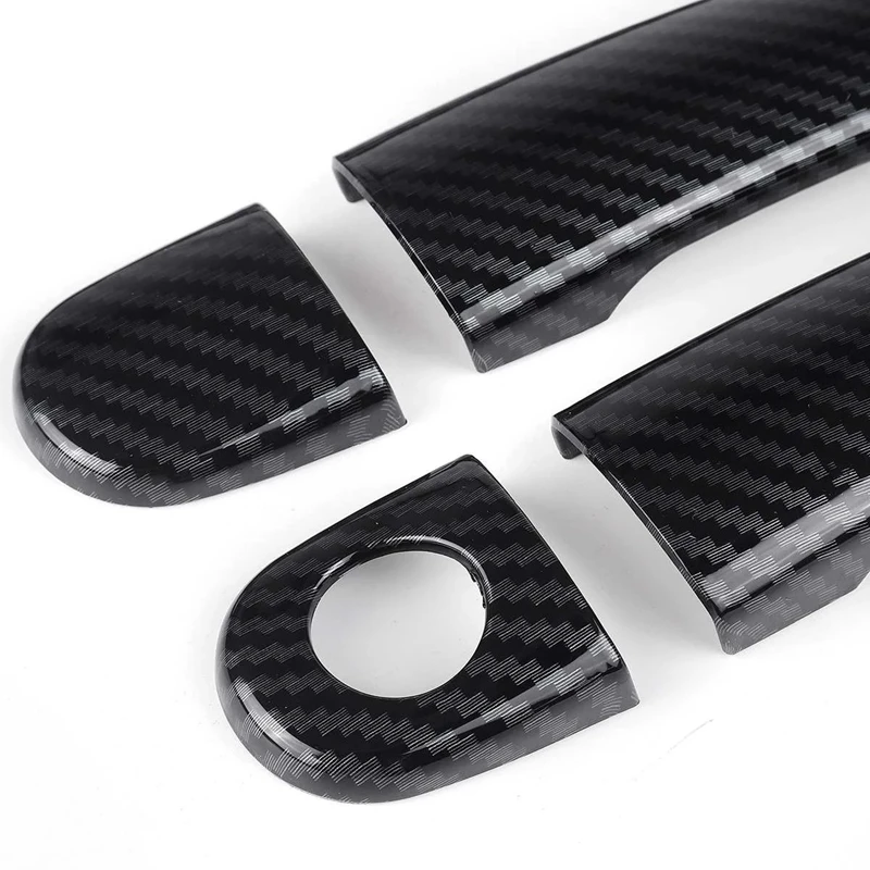 8PCS For Golf 4 MK4/Rabbit A4 1J 1997-2006 Door Handle Cover Trim Carbon Fiber Black Car Door Handle Covers 2 Holes