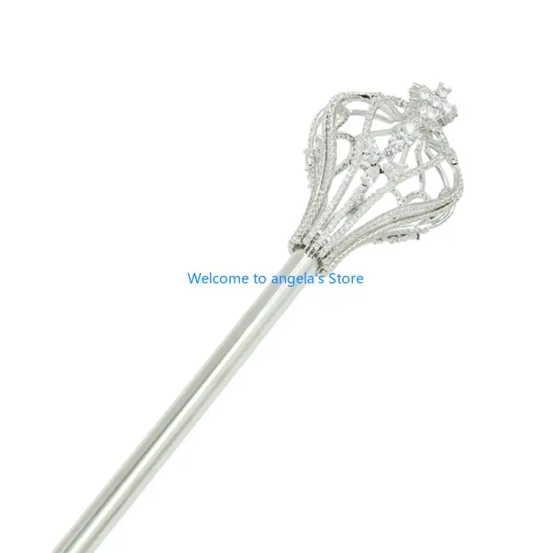 

X4YC Silver Rhinestones Crown Scepter For Christmas Celebrations Stage Performances
