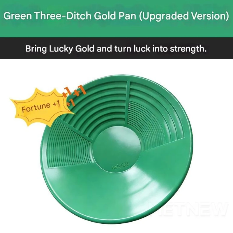  Strong Plastic Gold Pan with Shallow Channel Structure 34cm Green for Stable Clear During Mountain River Panning