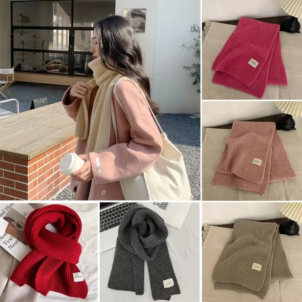 วินเทจสีทึบผู้หญิงถักผ้าพันคอข้นWindproofความร้อนคออุ่นนุ่มคอปกห่อผ้าคลุมไหล่