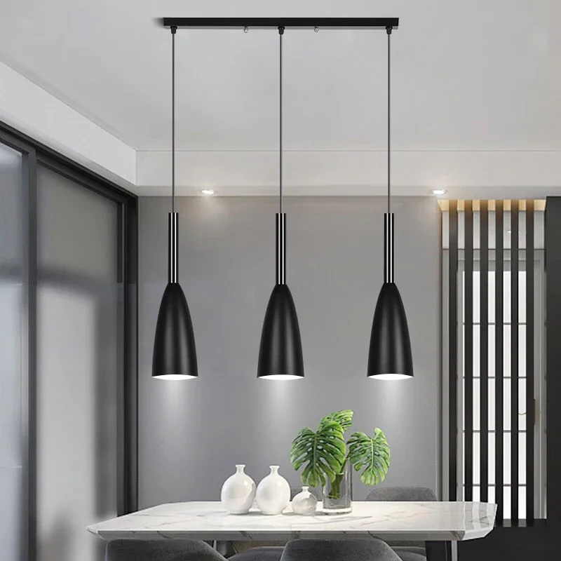 

Black Ceiling Pendant Lamp Nordic Adjustable Hanging Wire For Living Room Kitchen Cafe 1/3 Heads Hanging Lamp E27