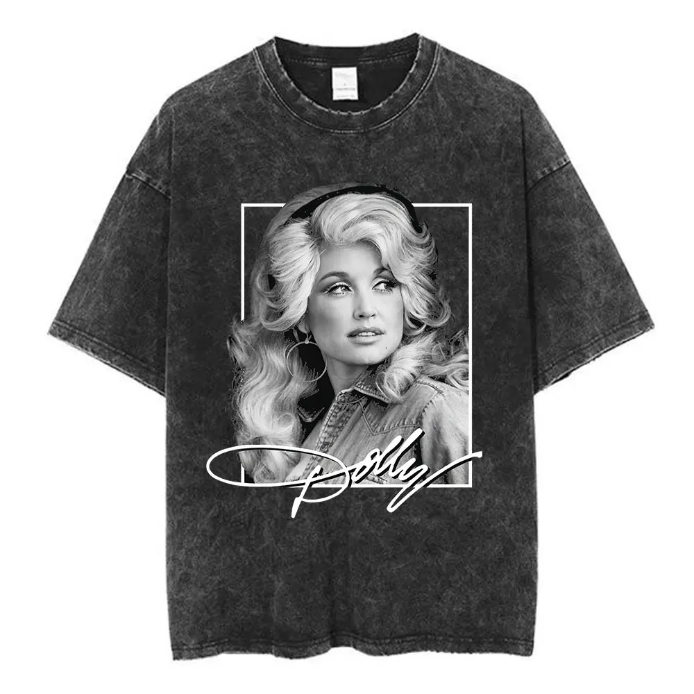 Legend Country Music Singer Dolly Parton Vintage Washed T Shirt Men's Women Clothing Fashion Casual Short Sleeves Cotton T-shirt