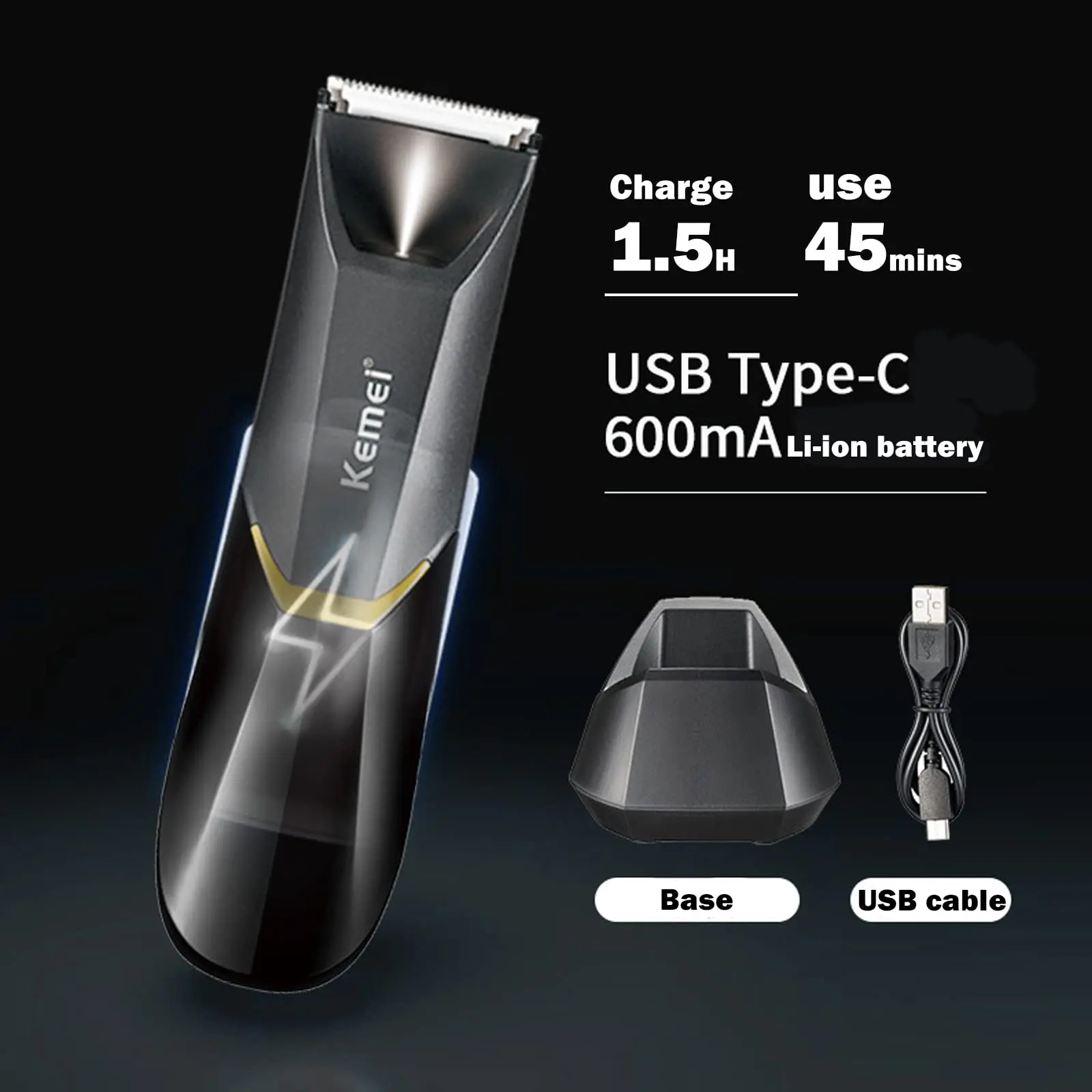 Kemei Electric Groin Body Trimmer Men Women Rechargeable Shaver Pubic Hair Trimmer Washable Clippers Body Groomer Beard Grooming