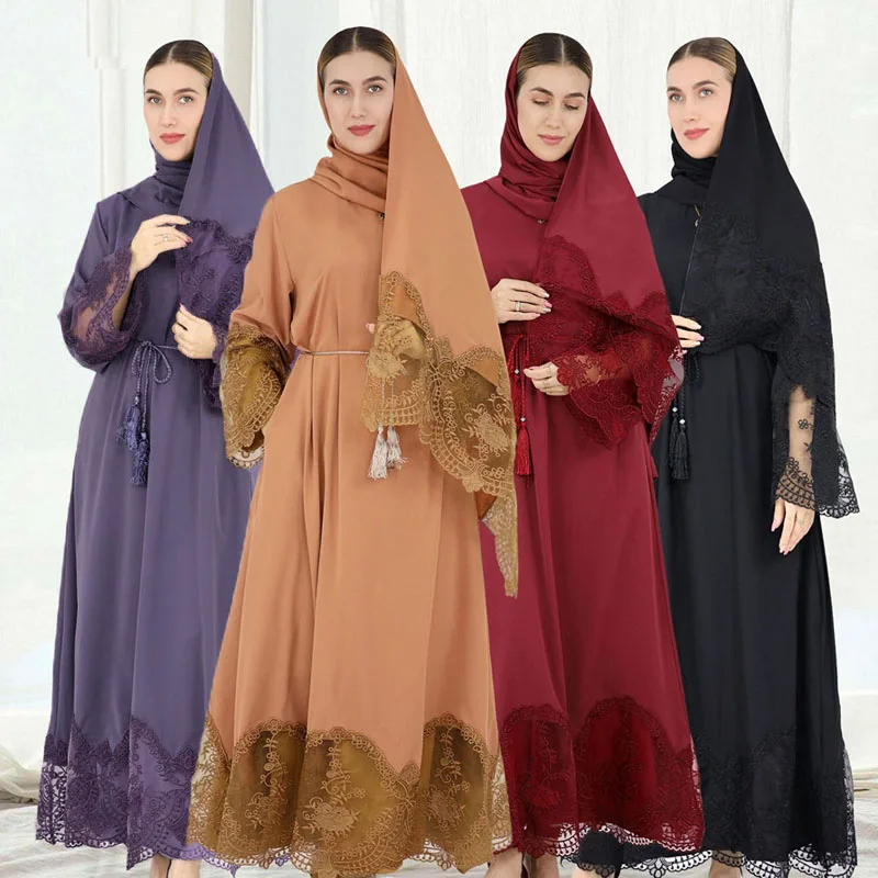 

Eid Mubarak Djellaba Ramadan Longue Musulmane Hijab Dress Muslim Women Embroidery Scarf Abaya Dubai Turkey Kaftan Islam Clothing