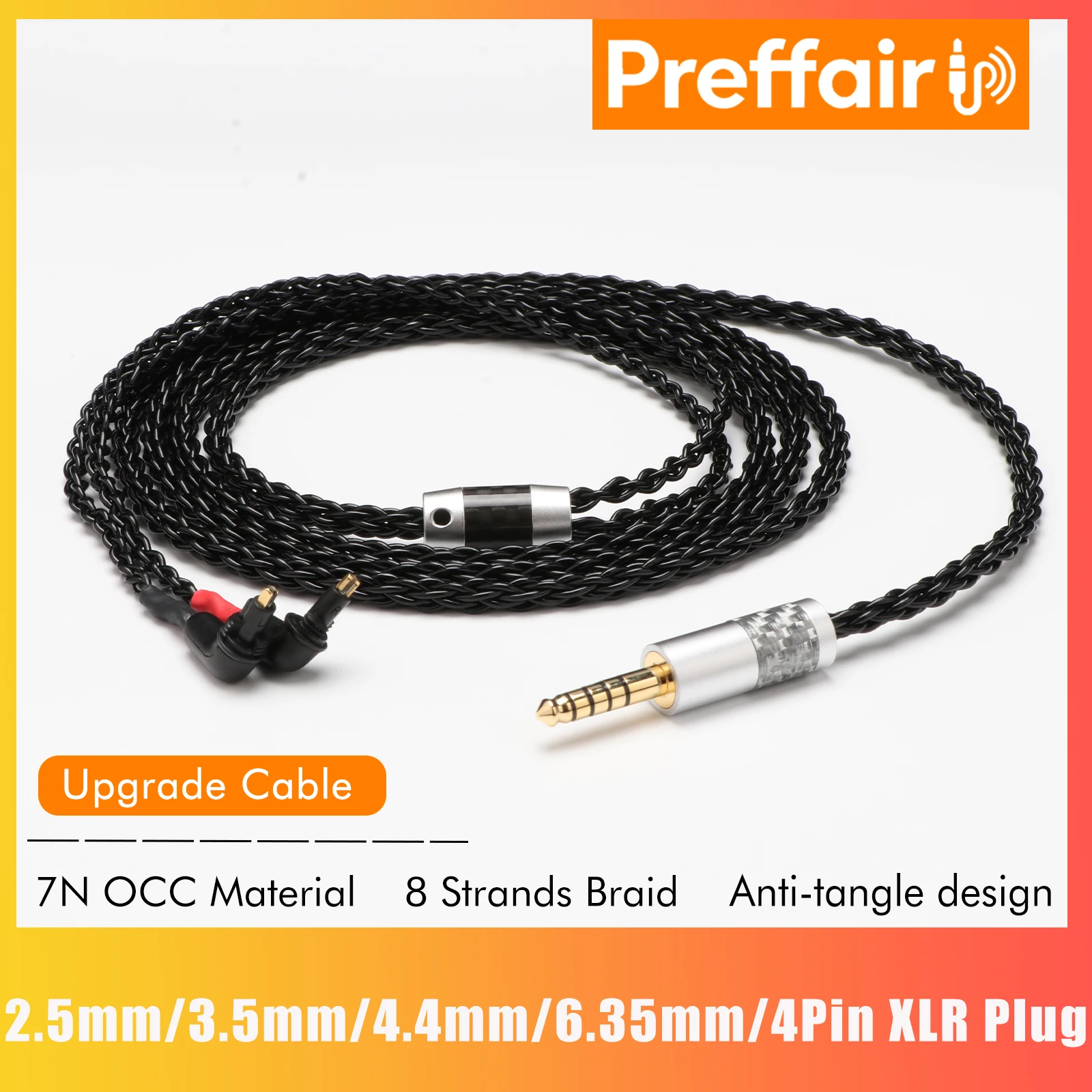 Preffair HIFI Audio Cable 8Cores Earphones Cable 3.5mm OCC Copper Gold-plated Plug for MDR-EX600 EX800 EX1000 MDR-7500 iem cable