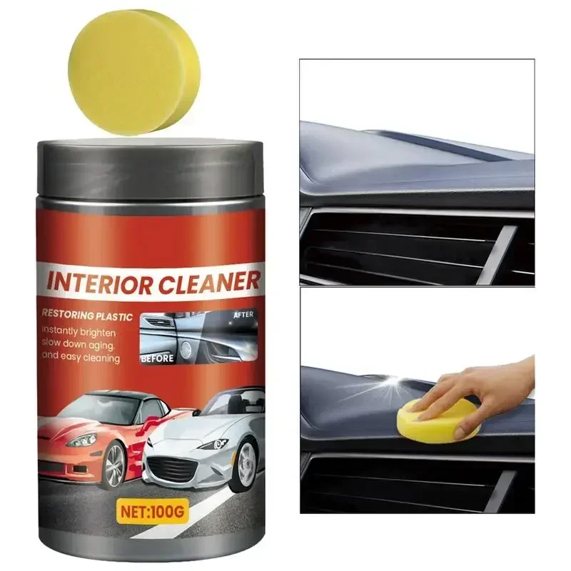 Universal Car Interior Dashboard Restorer Auto Interior Polishing Cleaning Agent with Sponge Car Dashboard Stains Remover Cream