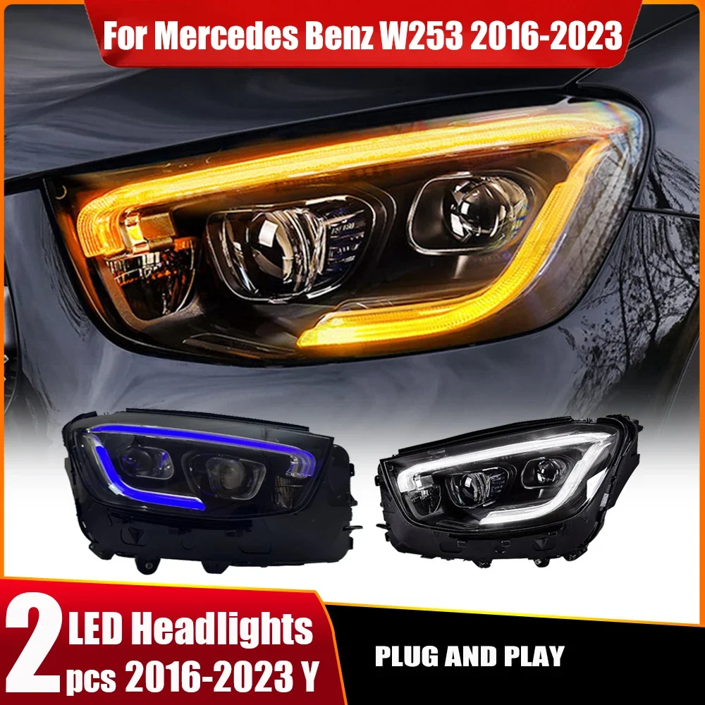 

2Pcs LED Headlight Assembly for Mercedes Benz GLC 2016-2022 W253 Modified High-Brightness Daytime Running Lights Headlamps