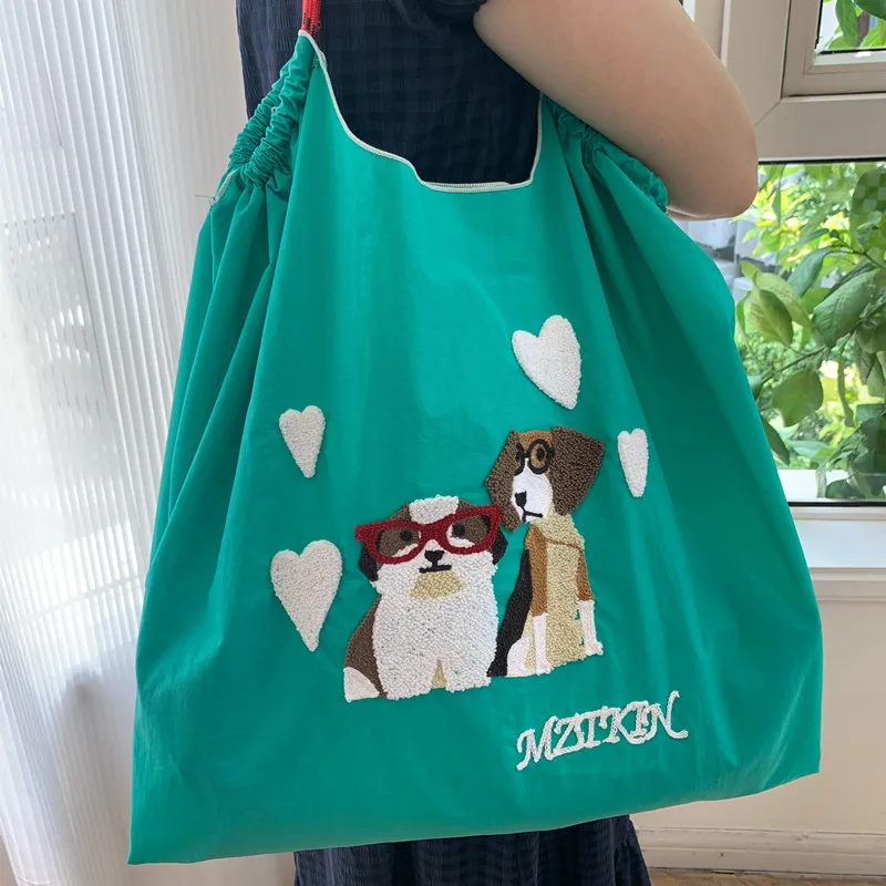 Cute Dog Printing Tote Bags for Women Cartoon Doggy Shoulder Bag Designer Eco Bag Female Overlarge Shopper Purses and Handbags