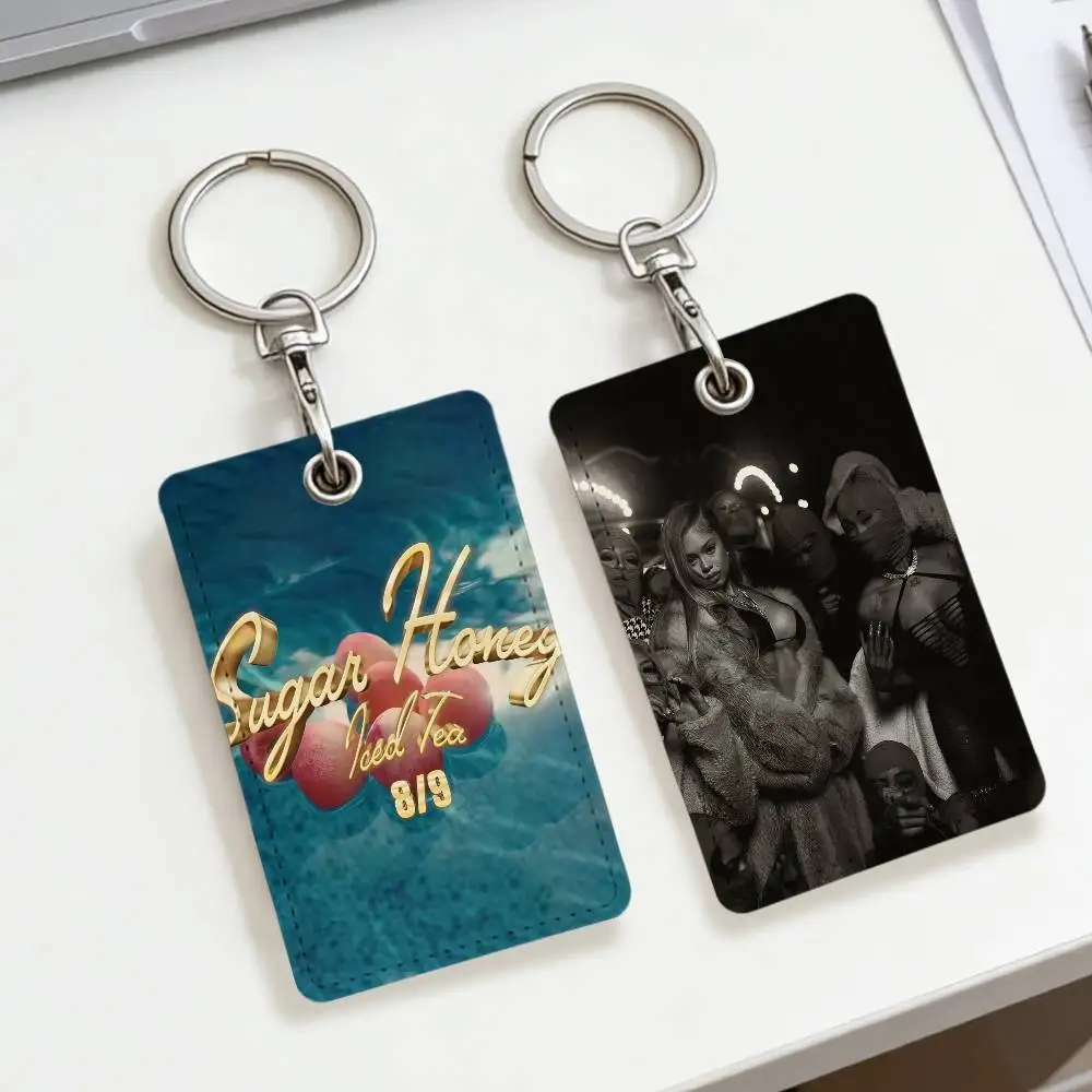 مغني الراب L-Latto السكر العسل مثلج حافلة منزل بطاقة الوصول الغطاء الواقي المدرسة مستطيلة المفاتيح بو الجلود معرف الأكثر مبيعا