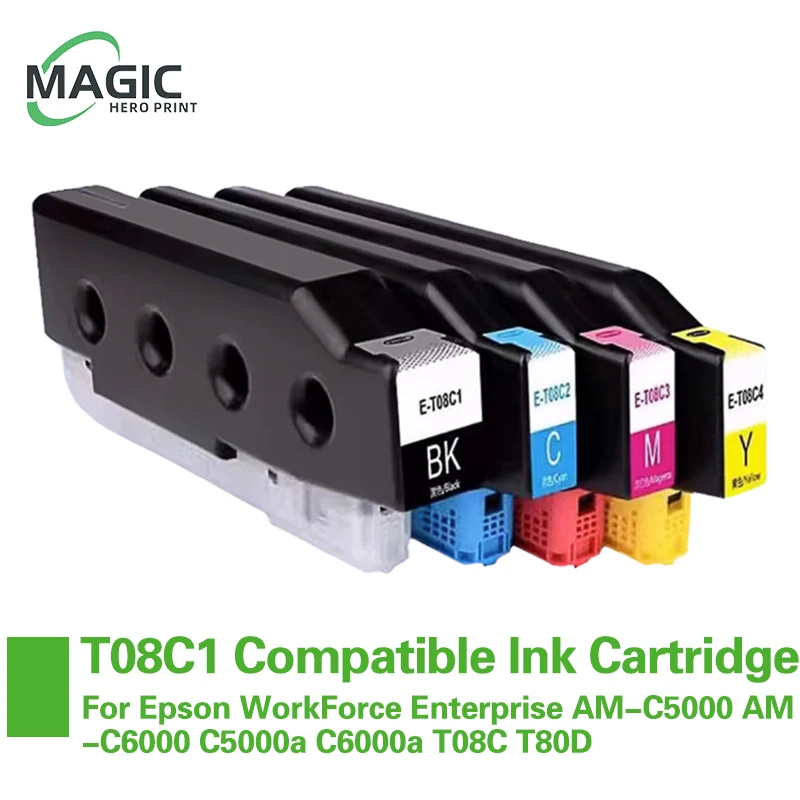 4Color T08C1 T08C2 T08C3 T08C4 Compatible Ink Cartridge For Epson WorkForce Enterprise AM-C5000 AM-C6000 C5000a C6000a T08C T80D