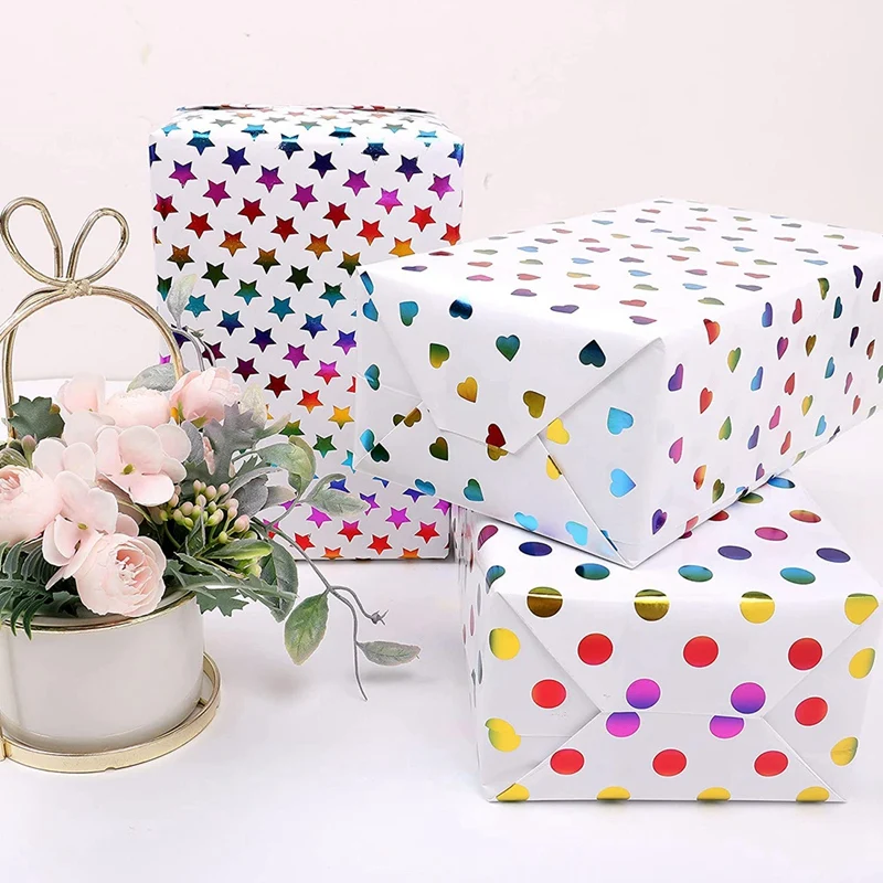 6 Pcs Gift Wrapping Paper Sheets, Multicolor Colorful Wrapping Paper For Women Men, Birthday Or Christmas, 50CM X 70CM