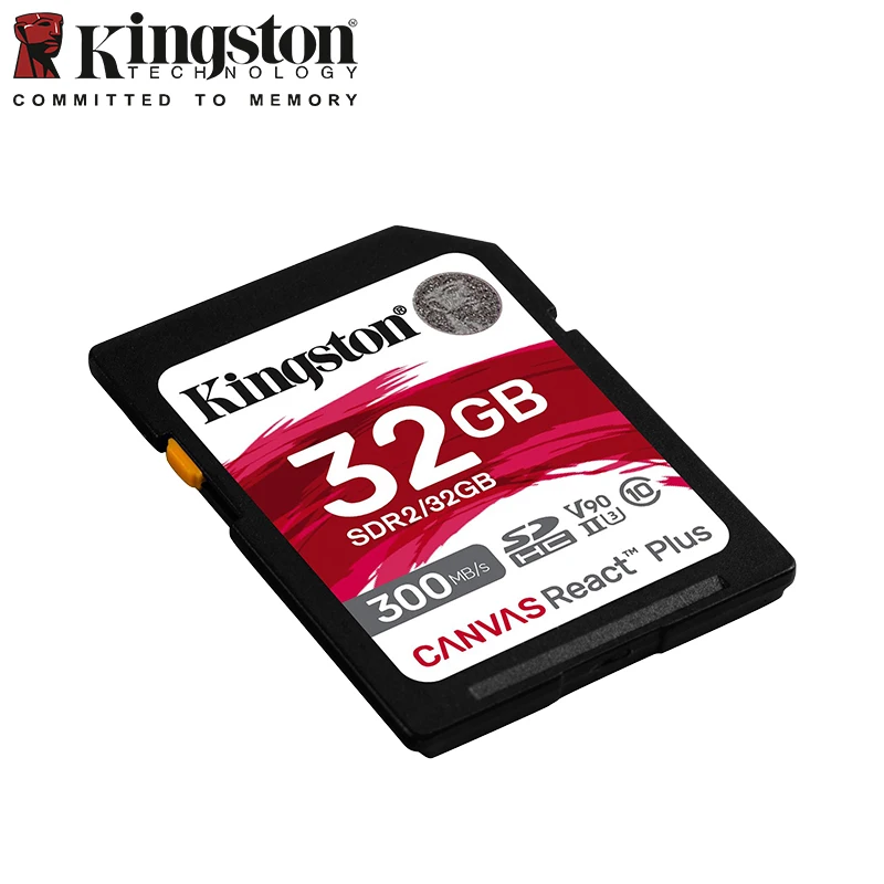بطاقة ذاكرة Kingston Canvas React Plus SD لكاميرات سينما UHS-II الاحترافية 8K/3D/VR 32 جيجابايت 64 جيجابايت 128 جيجابايت 256 جيجابايت V90 بطاقات SD