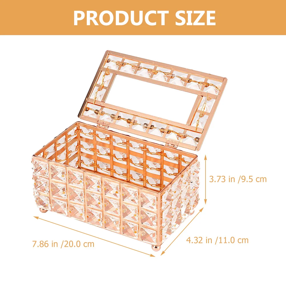 

Sparkling Crystal Box Napkin Holder Rectangular Decorative Cover For Home Office Easy Open Shiny Tissue Container Practical