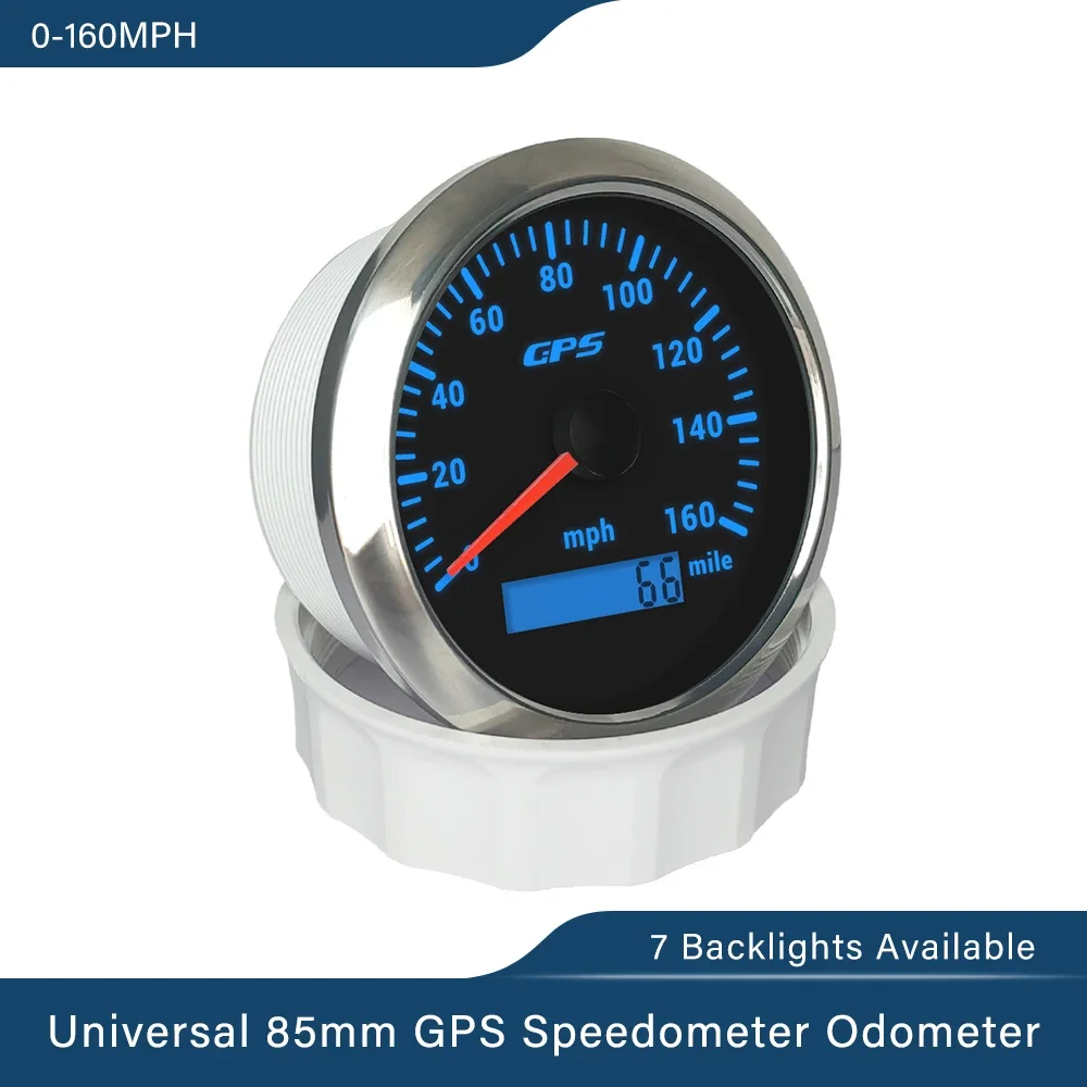 ELING 85mm GPS Speedometer 0-30Km/h 0-60Km/h 0-120Km/h 0-200 Km/h with GPS Antenna and 7 Colors Backlight for Boat Truck Car