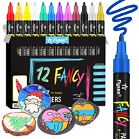 Paint Pens, Paint Markers 12 Colors (3mm) Oil-Based Painting Pen Set for Rocks Painting, Wood, Plastic, Canvas, Glass, Mugs