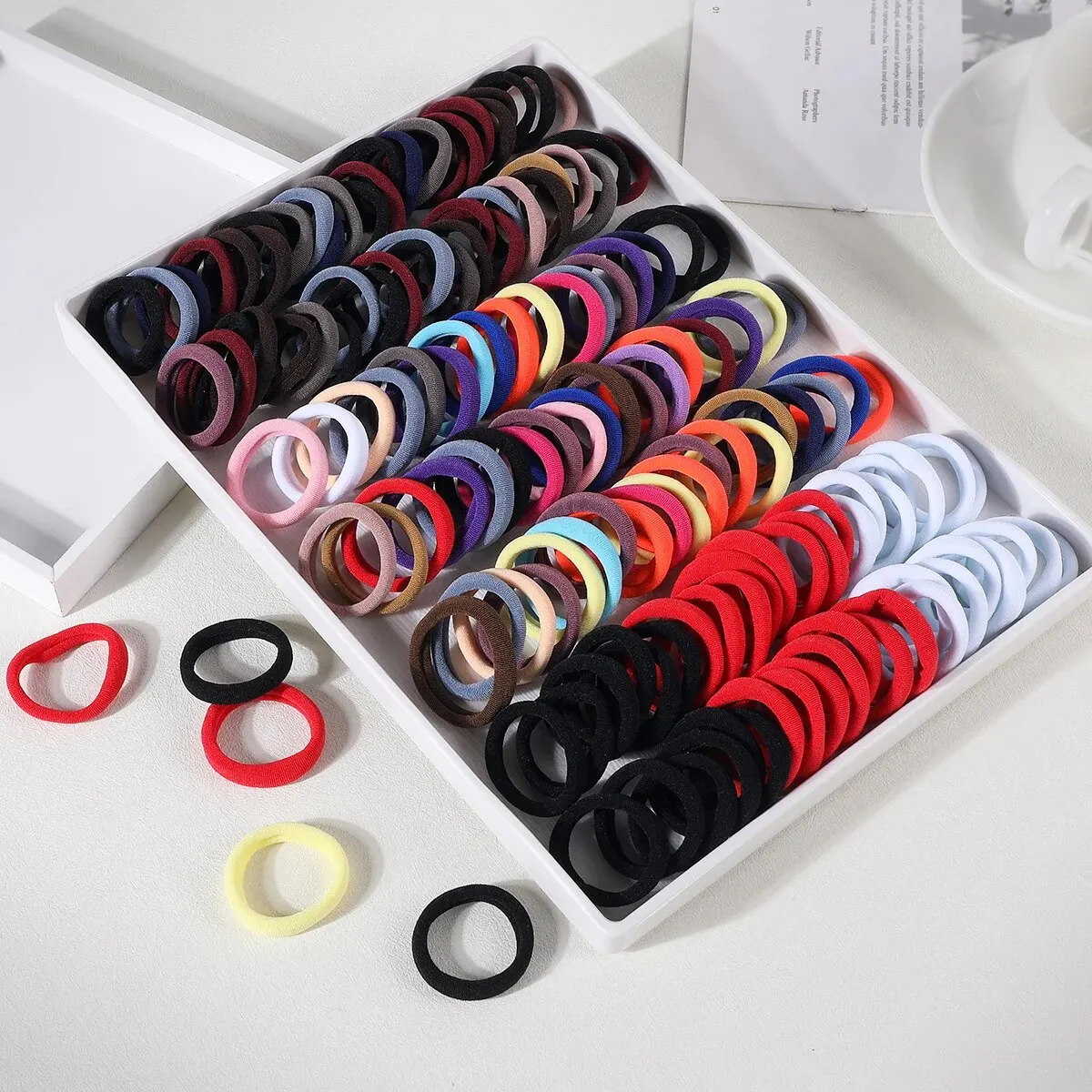 150Pcs Women Girls Basic Hair Bands 4cm Mixed Colors Elastic Headband Simple Head Ropes Ponytail Holder Ties Hair Accessories