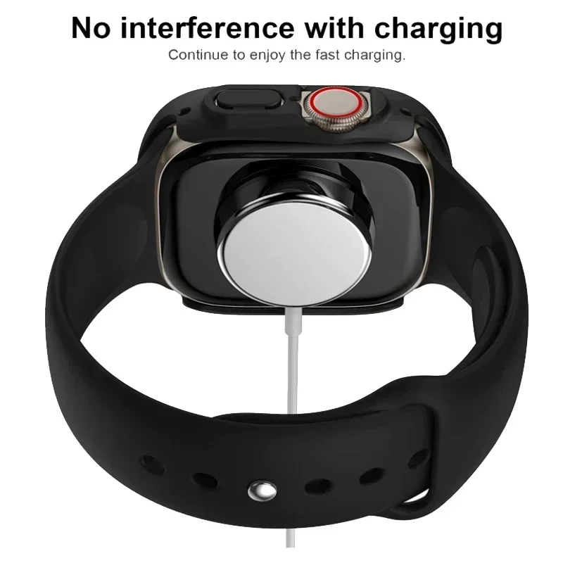 Чехол + стекло для Apple Watch Ultra 2 49 мм Защитная пленка для экрана Жесткий защитный чехол для ПК Полая рамка-бампер для iWatch Ultra 49 мм