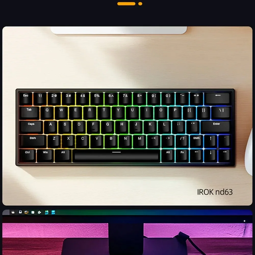 IROK ND63PRO 磁気シャフトキーボード有線 Type-c ゲーム 0.02 ミリメートルホットスワップカスタマイズされたオフィス人間工学に基づいた E スポーツメカニカルキーボード