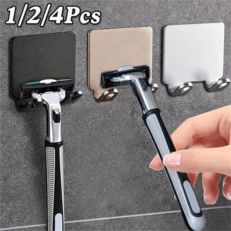 

1/2/4Pcs Razor Holder Men Shaving Shaver Shelf Bathroom Punch Free Razor Rack Wall Shelf Hook Bathroom Accessories Organization