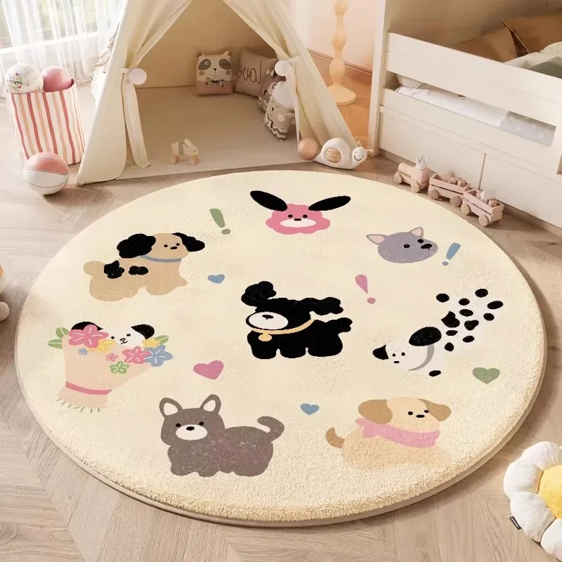 

Мягкий плюшевый коврик с мультяшными животными для спальни, круглый пушистый ковер для гостиной, домашнего декора, детский игровой напольный коврик