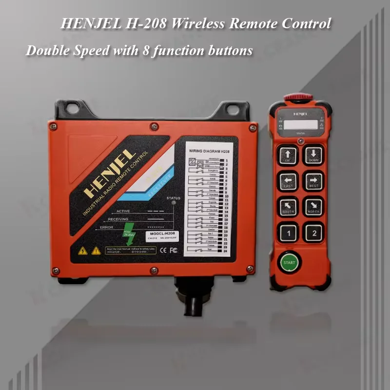 H208 HENJEL Doppelgeschwindigkeits-Industrie-Funkfernbedienung für Kräne, Schalter für Hebezeuge, Brückenkran-Steuerung – Detail 2