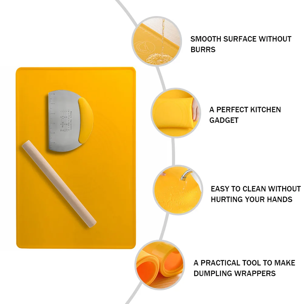 

Rolling for Baking Silicone Kneading Mat Pin Dough Scraper Tool Yellow Pastry Tools