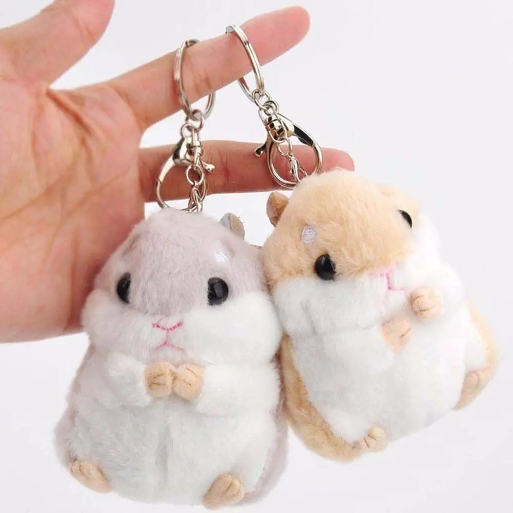 10 cm Cartoon Tasche Anhänger Tier Hamster Schlüssel Ring Stofftiere Plüsch Puppen Plüsch Schlüsselbund Tier Plüsch Spielzeug