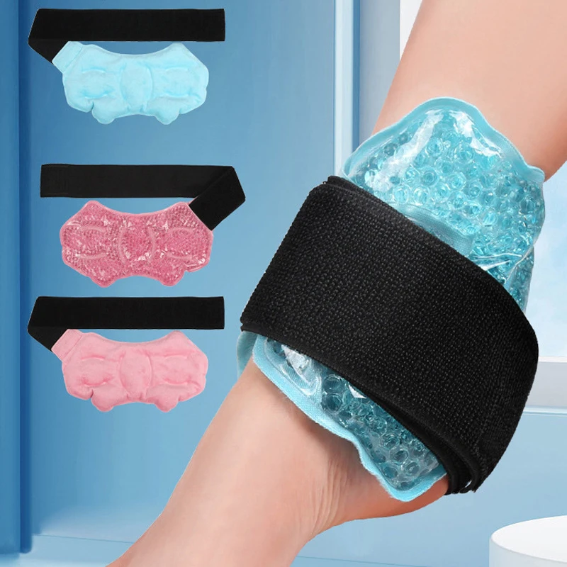 2/1Pcs Ankle Brace Support Ice Pack Therapy Hot Cold Therapy Flexible Gel Beads Foot Cooling Aid Sports Injuries Pain Relief