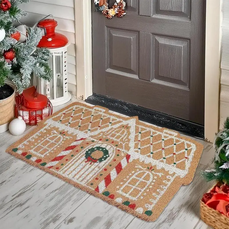 Christmas Church Floor Mat Palace Shaped Kitchen Rugs Christmas Doormat Non-Slip Bath Mats for Bedroom Front Door Welcome Carpet