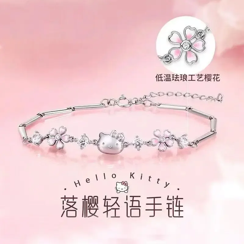 

Sanrio HelloKitty Sakura Bracelet Women's Ins Light Luxury Niche Fashion High-end Jewelry As A Holiday Gift for Your Girlfriend