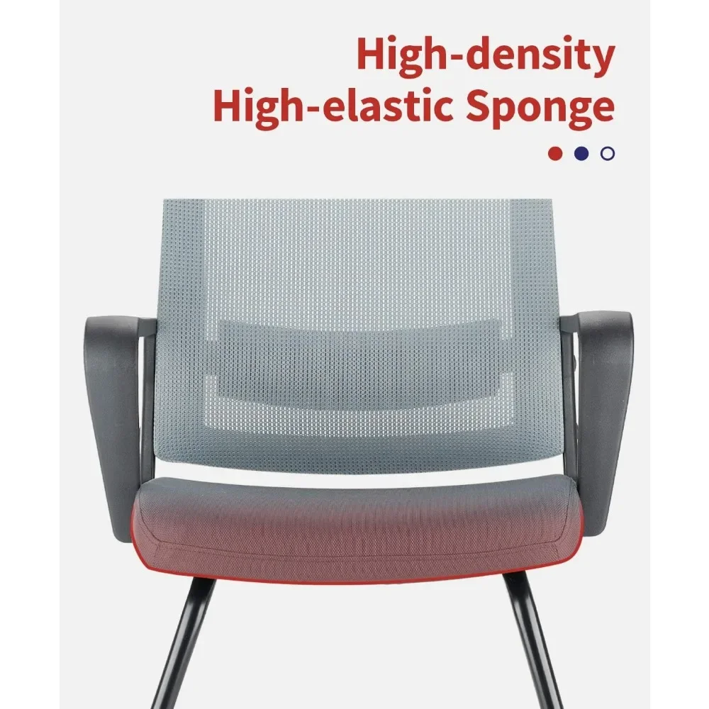 School Chair with Sled Base and Lumbar Support, Ergonomic Mid-Back Mesh Chairs Without Wheels, 4 Pack, School Chair